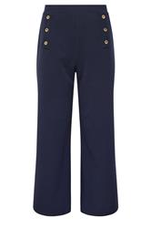 M&Co Navy Blue Military Button Cropped Trousers | M&Co 5