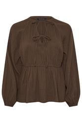 LIMITED COLLECTION Plus Size Chocolate Brown Cheesecloth Top | Yours Clothing 6