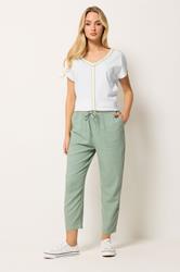 M&Co Sage Green Linen Cropped Trousers | M&Co 1