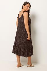 YOURS Plus Size Brown Polka Dot Tiered Midi Dress | Yours Clothing 2