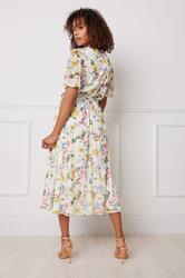 M&Co Ivory White Floral Print Wrap Midi Dress | M&Co 2