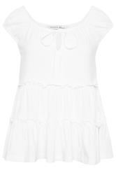 PixieGirl Petite White Tiered Cotton Top