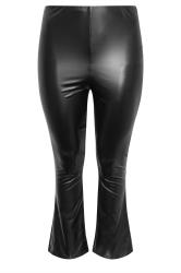 LIMITED COLLECTION Plus Size Black Faux Leather Flared Trousers | Yours ...