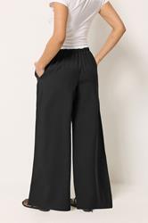 PixieGirl Petite Women's Black Contrast Pintuck Wide Leg Trousers | PixieGirl 2