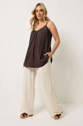 YOURS Plus Size Chocolate Brown Gathered Textured Cami | Yours Clothing 1