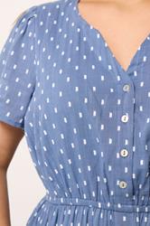YOURS Plus Size Blue Dobby Notch Neck Dress |  Yours Clothing 4