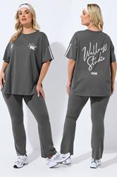 YOURS ACTIVE Plus Size Charcoal Grey 'Wellness Studio' T-Shirt | Yours Clothing 3