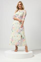YOURS LONDON Plus Size Ivory White Abstract Keyhole Detail Maxi Dress | Yours Clothing 1