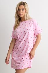 YOURS Plus Size Pink Chili Sleep Tee Nightdress | Yours Clothing 3