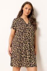 YOURS Plus Size Black Leopard Pleat Front Dress | Yours Clothing 3