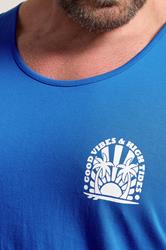 BadRhino Big & Tall Blue Extra Long Good Vibes Vest Top | BadRhino 5