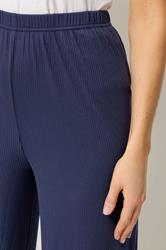 LTS Tall Women's Navy Blue Ribbed Wide Leg Trousers | Long Tall Sally 6