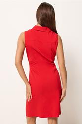 PixieGirl Petite Women's Red Ruched Shirt Mini Dress | PixieGirl 2