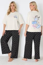 YOURS Plus Size Ivory White 'Girls Night' Polka Dot Pyjama Set | Yours Clothing 3