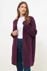 M&Co Berry Purple Cable Knit Cardigan | M&Co 3