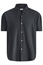 JACK & JONES Big & Tall Black Linen Blend Resort Shirt