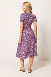 M&Co Berry Red Ditsy Floral Midi Wrap Dress | M&Co 1