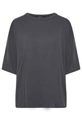 YOURS Plus Size Charcoal Grey Oversized Boxy T-Shirt | Yours Clothing 5