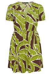 LIMITED COLLECTION Plus Size Green Palm Leaf Mini Dress | Yours Clothing 5