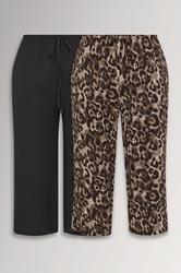 YOURSET Plus Size 2 PACK Black Leopard Textured Culottes | Yours Clothing 3