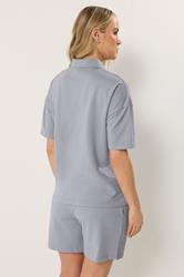 LTS Tall Women's Set Blue Quarter Zip Short Sleeve Cotton Sweatshirt & Shorts | Long Tall Sally 2
