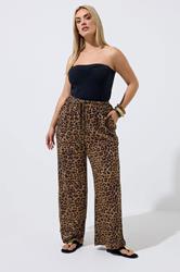 LIMITED COLLECTION Plus Size Brown Leopard Crinkle Trousers | Yours Clothing 3