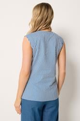 LTS Tall Women's Blue Striped Cotton Waistcoat | Long Tall Sally 4