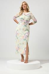 YOURS LONDON Plus Size Ivory White Abstract Keyhole Detail Maxi Dress | Yours Clothing 3