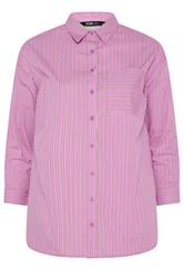 YOURS Curve Pink Stripe Button Through Shirt