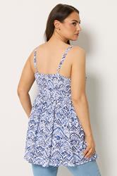 YOURS Plus Size Blue Abstract Shirred Cami Top | Yours Clothing 2