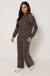 PixieGirl Petite Women's Chocolate Brown Contrast Zip Jacket | PixieGirl 1