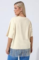 LIMITED COLLECTION Plus Size Natural Brown Tassel Beach Top | Yours Clothing 2