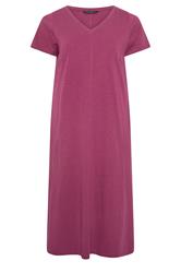 EVANS Plus Size 2 Pack Black & Berry Red Cotton Midi Dress 9