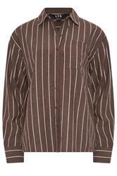 LTS Tall Women's Chocolate Brown Stripe Linen Shirt | Long Tall Sally 7