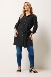 YOURS Plus Size Black Belted Tunic Shirt | Yours Clothing 1