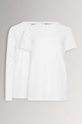 LTS Tall 2 PACK Women's White Short Sleeve & Long Sleeve Top | Long Tall Sally 3