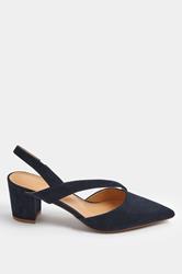 LTS Navy Blue Asymmetric Slingback Heel In Standard Fit | Long Tall Sally 2