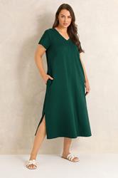 EVANS Plus Size Teal Green Cotton Midi Dress 3