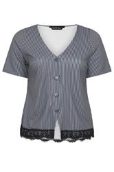 LIMITED COLLECTION Plus Size Grey Pinstripe Shirt | Yours Clothing 5