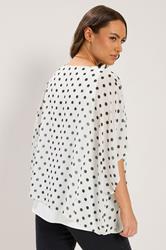 YOURS Plus Size White Polka Dot Double Layer Top | Yours Clothing 2