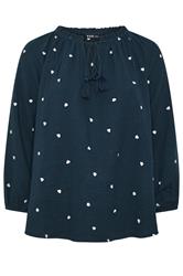 YOURS Plus Size Navy Blue Blouse | Yours Clothing 5