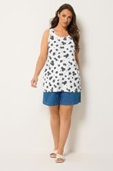 YOURS Plus Size White Daisy Print Vest Top | Yours Clothing 1