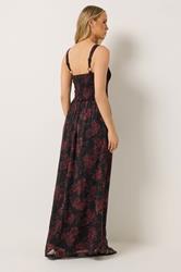 LTS Tall Women's Black & Red Rose Shirred Maxi Dress | Long Tall Sally 5