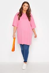 Plus Size Yours Curve Rose Pink Oversized Tunic Tshirt Size 22-24 | Women's Plus Size and Curve Fashion