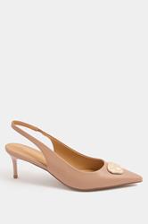 LTS Camel Brown Hammered Slingback Heels In Standard Fit | Long Tall Sally 2