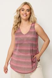YOURS Plus Size Pink Zig Zag Vest Top | Yours Clothing 3