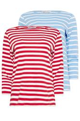 M&Co 2 PACK Red & Blue Stripe Slash Neck Tops | M&Co 7