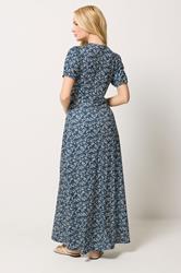 M&Co Navy Blue Ditsy Floral Print Wrap Dress | M&Co 2