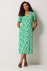 M&Co Green Daisy Print Midi Tea Dress | M&Co 1