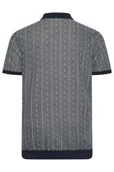 D555 Big & Tall Navy Blue Knitted Quarter Zip Polo Shirt | BadRhino 4